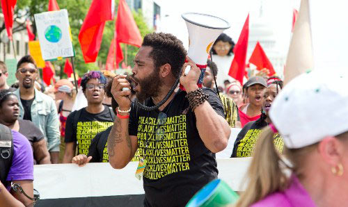 Man at a Unison demo